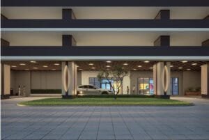 Lower ground drop-off lobby at Dover Tower, Causewayz Square @ JBCC by EXSIM CIQ, designed for smooth resident and guest arrivals, enhancing daily convenience and visitor experience.