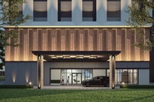 Lower ground drop-off lobby at Brixton Tower, Causewayz Square @ JBCC by EXSIM CIQ, offering sheltered access for residents and visitors