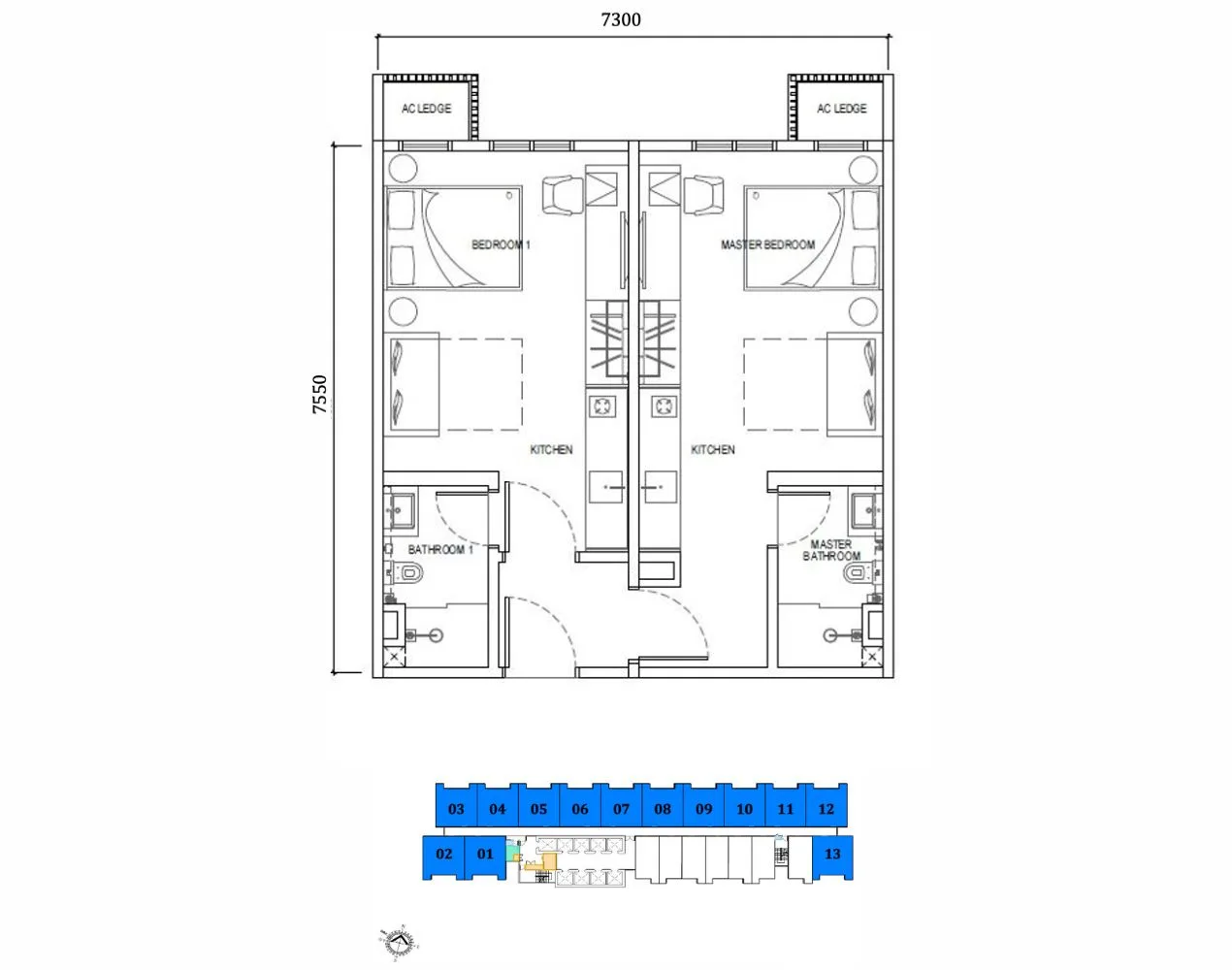 Type A compact studio unit at Causewayz Square @ JBCC EXSIM CIQ, offering a 336 sqft open-plan design integrating bedroom, living, kitchen, and bathroom areas, perfect for urban professionals and rental investment