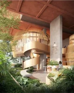 Pocket garden at The Bedrock Sabah Jesselton Docklands, offering serene green spaces for relaxation.