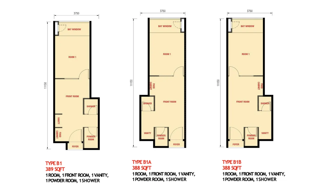 Type B layout at The Bedrock Jesselton Docklands, EXSIM Sabah — ideal for couples or small families seeking a cosy home with functional living space.