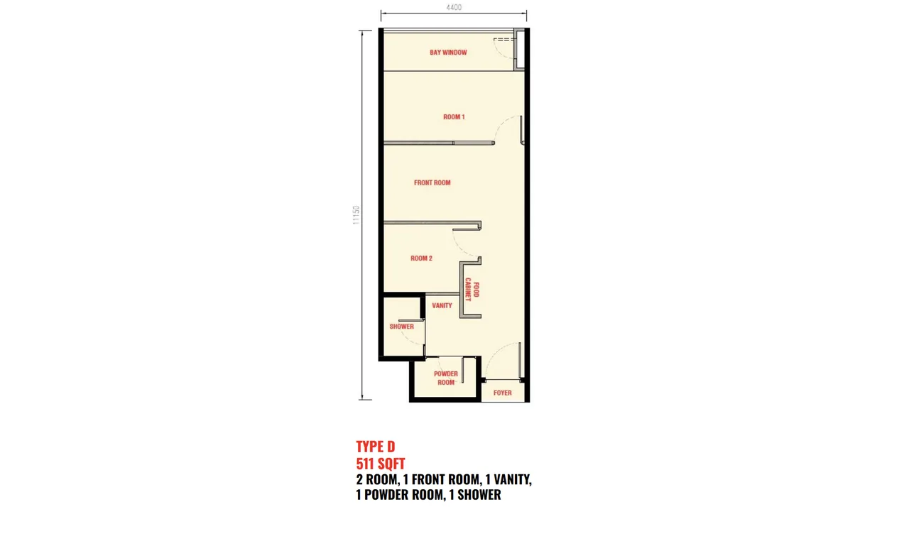 Type D layout at The Bedrock Jesselton Docklands by EXSIM Sabah — perfect for families wanting comfort, natural light, and cross ventilation.