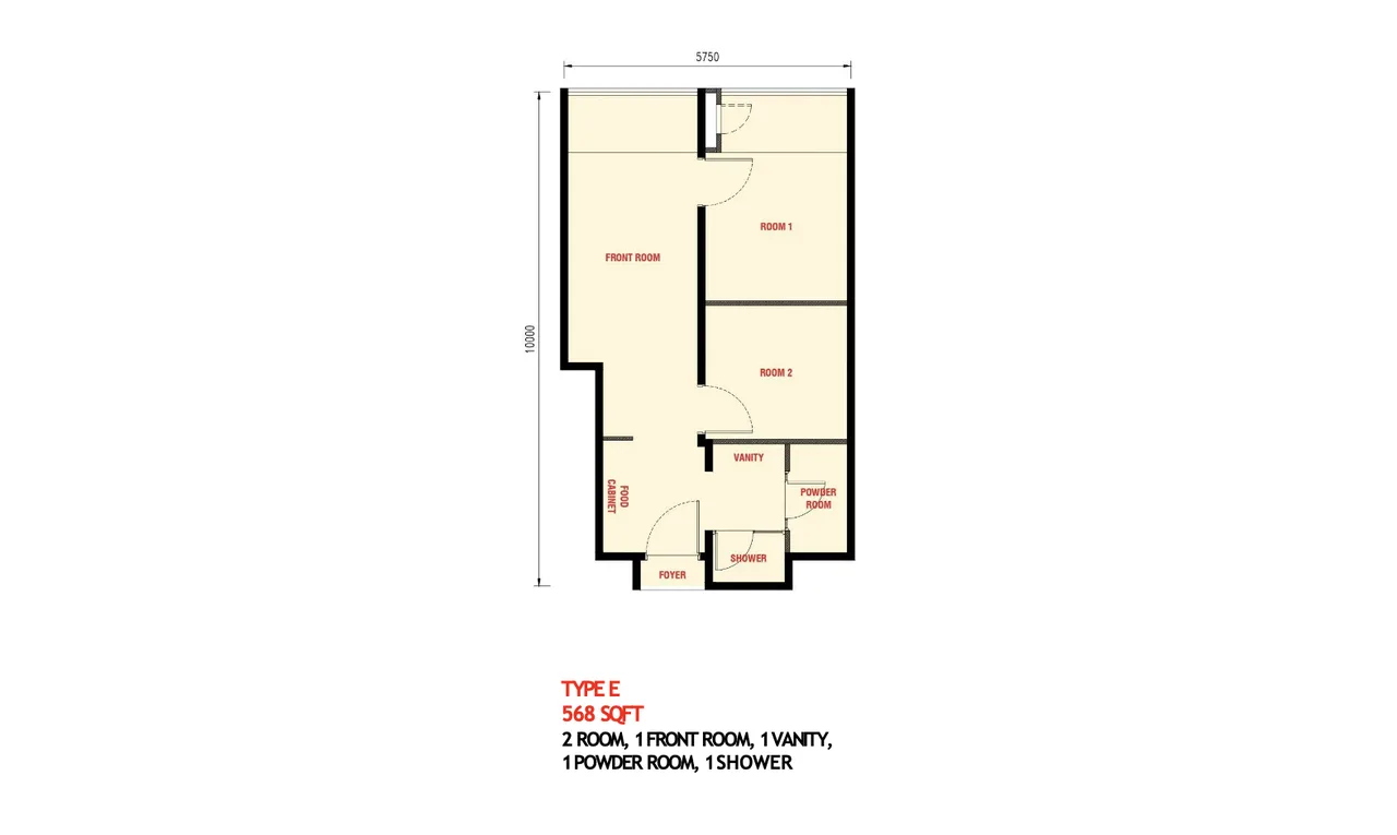 Type E at The Bedrock Jesselton Docklands, EXSIM Sabah — a spacious unit ideal for long-term family living or high-end rental investment.