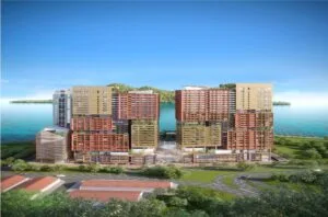 Mountain view from The Bedrock Jesselton Docklands residences, a premium Exsim Sabah property