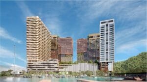 Ocean view from The Bedrock Jesselton Docklands by Exsim in Sabah, with direct waterfront scenery