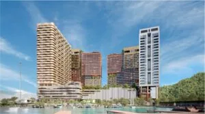 Ocean view from The Bedrock Jesselton Docklands by Exsim in Sabah, with direct waterfront scenery